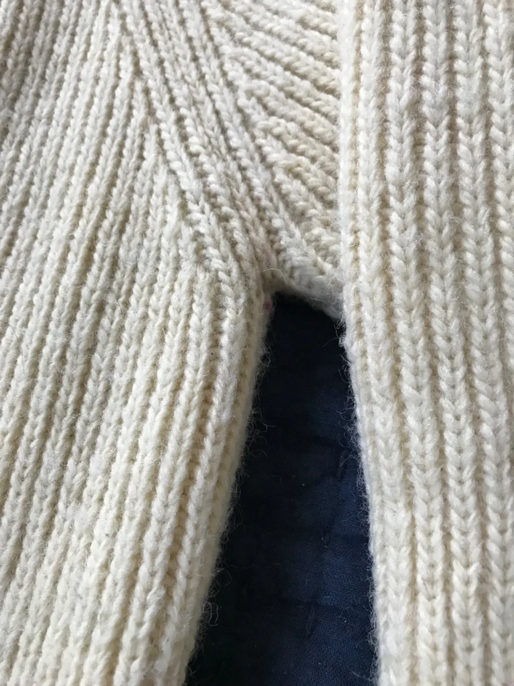 Vtg Wool Sweater French Creek Sheep & Wool Cream Mens Lg Unisex Cardigan FLAW